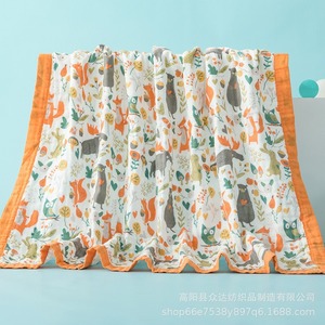 Qidou – couverture en gaze pour bébé, 110x110 Cm, motif animal imprimé, serviette d'emmaillotage pour nouveau-nés et enfants - Product Image 5