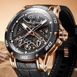 Men's <b>Watch</b> 45mm Globe Pattern Round Dial <b>Automatic</b> Mechanical Movement <b>Skeleton</b> Business Sports Wristwatch BG4601 - Product Image 2