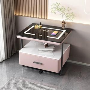 Muebles Italianos Modernos de Lujo para el Hogar, Mesita de Noche Inteligente con Iluminación LED, Mesita de Noche Multifuncional con Cerradura de Huella Dactilar - Product Image 5