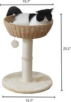 C-clamp Grand Chat Tour Arbre Add ons Panier Lit Tissé À La Main En Osier Rotin Nid Bol avec Coussin Doux