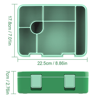 Boîte à bento personnalisée de 1,4 L, qualité alimentaire, 5 compartiments, simple couche, anti-fuite, portable, pour enfants, avec couverts
