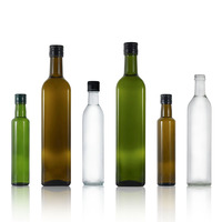 Bouteille d'huile d'olive en verre Marasca carrée vert antique robuste avec couvercle à vis en métal pour condiments 250 ml
