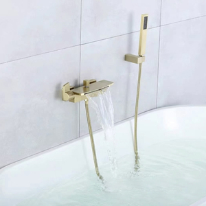 Luxe Moderne Muurbevestiging Messing Badkamer Armatuur Roségouden Badkraan En Draagbare Doucheset Met Stijlvol Design