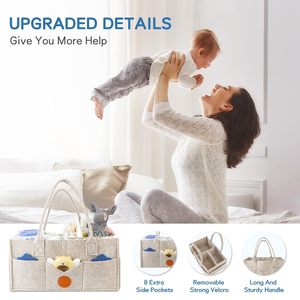 Moderner Khaki-Filzstoff Windel-Caddy-Organizer für Drinnen und Draußen, Kinderzimmer-Aufbewahrungskorb mit Griff für Wickeltisch - Product Image 4