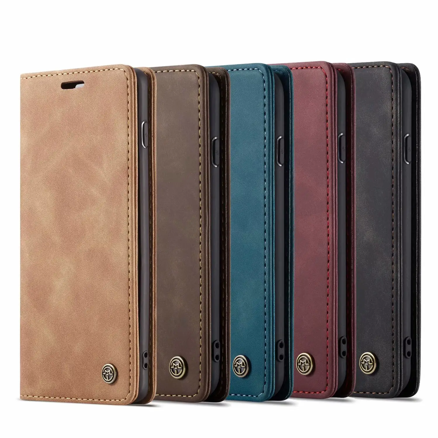 Boshiho PU leather durable phone case for Samsung note magnetic flip wallet case without buckle mobile phone pouch for iphone11