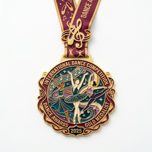 Médaille de Danse Personnalisée en Alliage de Zinc 3D Colorée avec Ruban pour Compétitions de Danse de Salon, Latine et Ballet - Vente en Gros - Product Image 1