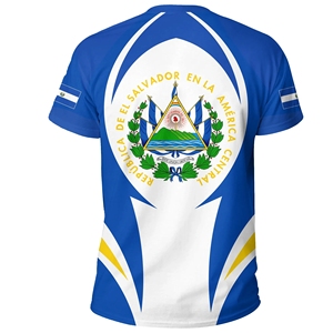 O-cuello EL Salvador bandera alta calidad camisetas de gran tamaño personalizado Impresión logotipo verano gimnasio Fitness ropa Tops a granel - Product Image 2