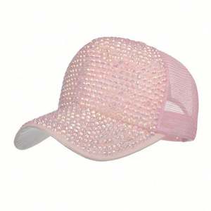 Wholesale Mesh Trucker Hat Crystal <b>Patch</b> Rhinestone Bling Baseball Cap for Women - Product Image 3