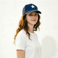 Gorra de Béisbol Azul Marino Personalizada con Bordado 3D de Estrella y Estampado Puff, Visera Sandwich de Sarga de Algodón, Venta al por Mayor 25MOQ