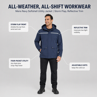 Veste de travail réfléchissante à capuche en softshell coupe-vent et imperméable pour agents de sécurité et patrouilles municipales, vêtement de travail pour hommes, logo personnalisé