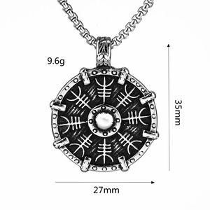 Collar con Colgante de Escudo Vikingo Nórdico para Hombre, de Acero Inoxidable, con Diseño de Brújula de un Solo Lado, Joyería de Moda, Regalo - Product Image 5