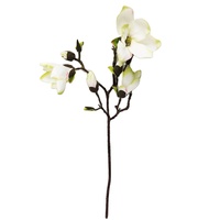 Bunga Magnolia Buatan Mewah 24 inci dengan Banyak Kepala untuk Dekorasi Vas Centerpiece Pernikahan, Cabang Bunga Magnolia Sutra dengan Sentuhan Realistis