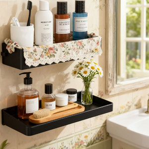 Moderno Escurridor de Platos de Metal Inoxidable de Doble Nivel, Multifuncional, Ahorra Espacio, Montado en la Pared, con Ganchos Autoadhesivos, Estantes para <span class=keywords><strong>Ducha</strong></span> - Product Image 1