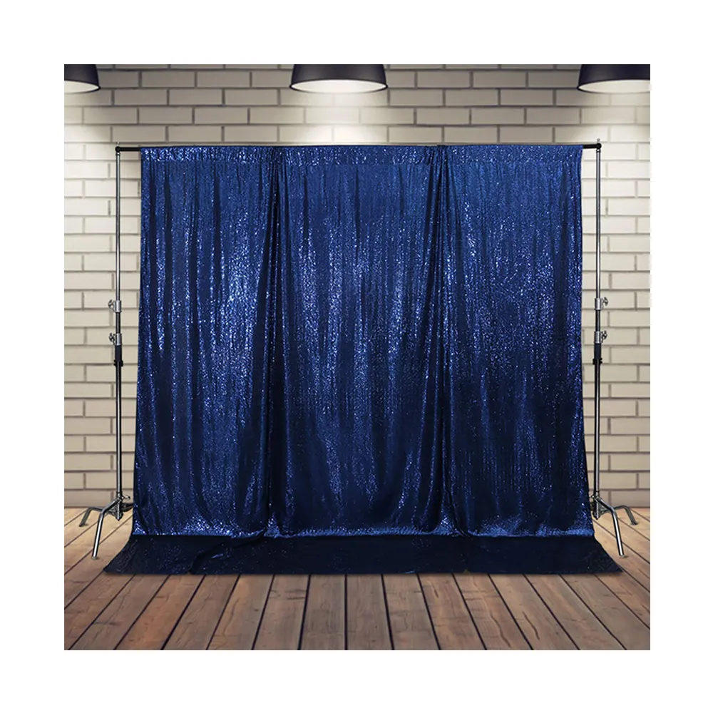 Nuovo Design di alta qualità 5x7ft 100% poliestere banchetto di nozze festa Royal Navy blu paillettes tenda sullo sfondo