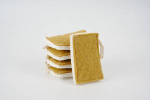 Éponge à vaisselle en coton avec boucle de suspension, sans colle, cousue, écologique, pour le nettoyage des ustensiles de cuisine et de la salle de bain - Product Image 5