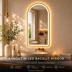 Kingstin Espejo de Baño Arco LED de Aluminio Premium, Atenuación de 3 Colores, Tamaño Personalizable, 2 Años Garantía - Product Image 2
