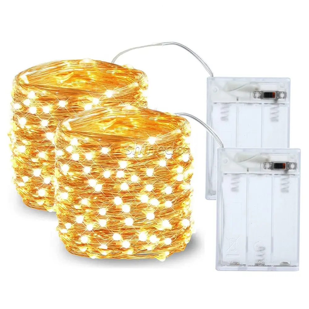 Disesuaikan 10M 100 LED Fairy Dewdrop Kawat Tembaga LED Lampu Berbintang Nasi dengan Kotak Baterai Lampu LED String