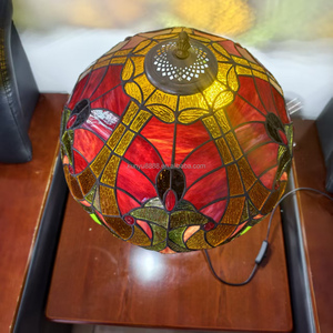 European Style 16'' Stained Glass Baroque Design Resin Base E27 Eye Caring DC LED <b>Table</b> <b>Lamp</b> for <b>Study</b> Dining Living Rooms - Product Image 6