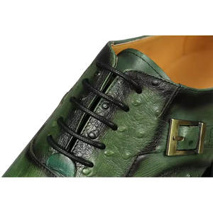 Zapatos <span class=keywords><strong>de</strong></span> Vestir <span class=keywords><strong>de</strong></span> Cuero con Patrón <span class=keywords><strong>de</strong></span> Avestruz y Serpiente para Hombre - Zapatos Formales <span class=keywords><strong>de</strong></span> Negocios con Cordones en Verde Degradado y Hebilla Metálica - Product Image 5