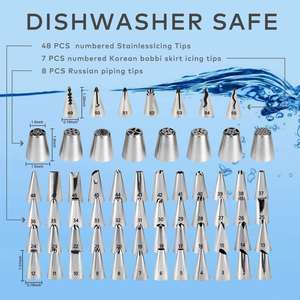 Ensemble de 137 pièces kit de décoration de gâteau avec support à gâteau rotatif plateau tournant support à gâteau <span class=keywords><strong>buse</strong></span> de tuyauterie accessoires de cuisson fournitures de cuisson - Product Image 4