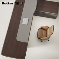 Bureau de direction haut de gamme personnalisable avec éclairage LED intégré et rangement pour usage domestique ou professionnel, construction en bois, design modulaire