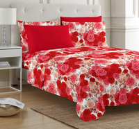 Ensemble de draps en microfibre imprimé 6 pièces - Ultra doux, résistant aux plis, poche profonde (Queen, Palmier tropical)