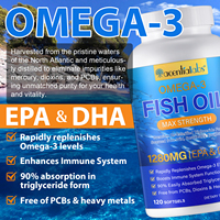 Acentiallabs 120 Comprimés de Supplément d'Huile de Poisson Oméga 3 en Gélules Molles 1280mg Renforce le Système Immunitaire Gélules d'Huile de Poisson avec EPA DHA