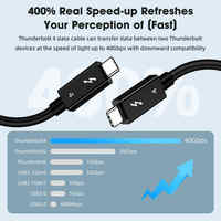 Cable USB Tipo C Thunderbolt4 de Alta Calidad Xput, Compatible con Transferencia de Datos de 8K 60Hz 40Gbps, Cable de Video con Carga Rápida de 100W para Laptop