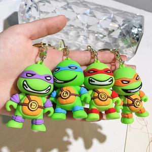 16types de tortues <span class=keywords><strong>Ninja</strong></span> mignon dessin animé Silicone caoutchouc porte-clés léger PVC sac pendentifs en cuir poupée Machine mousqueton tortue cadeaux - Product Image 4