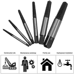 6-Piece Damaged Screw Extractor Set Bearing Steel <strong>Easy</strong> <strong>Out</strong> <strong>Tool</strong> for Broken Stripped Rusted Bolts Screws Factory Direct Sale - Product Image 2