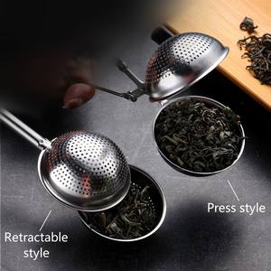 Outils <span class=keywords><strong>de</strong></span> café et <span class=keywords><strong>de</strong></span> thé 304 acier inoxydable rétractable Portable thé fuite passoire fil pince <span class=keywords><strong>boule</strong></span> ronde thé infuseur filtre - Product Image 2
