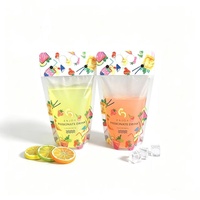 Pochette d'emballage liquide transparente OEM mate de 500 ml avec fermeture éclair et poignée portable pour boissons