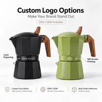 Cafetière Moka Kingze 100 ml à double valve, pour cuisinière, expresso italien, en aluminium, pour la maison, le bureau et le camping
