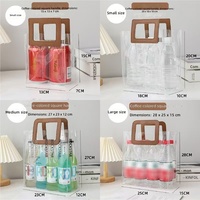 Sac cadeau réutilisable en PVC transparent, écologique, grande capacité, avec poignée carrée en PU, pour cosmétiques, bougies, thé, emballage, sac fourre-tout