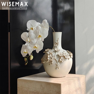 WISEMAX mobili europei arte Vintage <span class=keywords><strong>soggiorno</strong></span> decorazione fiore in rilievo ornamento di nozze fatto a mano vaso di ceramica per la casa - Product Image 1