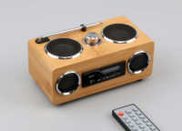 Mini haut-parleur en bois de bambou rechargeable Bluetooth BT portable sans fil haut-parleur Bluetooth haut-parleur avec radio FM cadeau