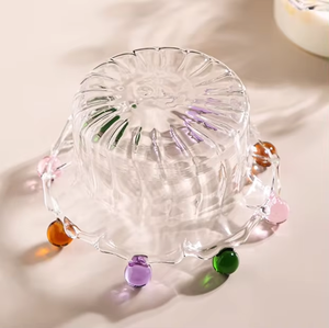 Ciotola di <span class=keywords><strong>vetro</strong></span> a righe a forma di corona minimalista creativa personalizzata per tornare a scuola per la porzione di Dessert di farina d'avena e Yogurt - Product Image 6