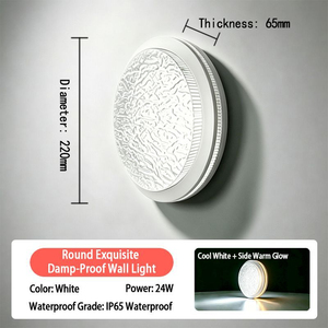 Exquisita Lámpara de Pared Resistente a la Humedad IP65, Luz LED Exterior Impermeable, Blanco Frío 5000K, Cubierta de Plástico, Montaje en Superficie - Product Image 3