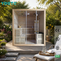 YEETE Sauna en cèdre canadien avec éclairage LED ciel étoilé et finitions dorées, fournitures de spa de qualité supérieure, stock en gros, vente mondiale, centre de bien-être