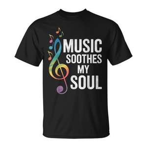 La musique apaise mon âme T-shirt noir unisexe taille adulte moyenne - Product Image 1