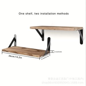 Wall <b>Shelves</b> Solid Wood Rectangle Wall Mounted Type Durable Multipurpose Decorative <b>Racks</b> - Product Image 3