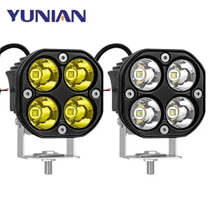 Lampu Sorot LED 3 Inci 40W, Lampu Kabut LED 3 Inci Kuning Putih Persegi Super Terang untuk Jeep SUV 4X4 Lampu Berkendara Traktor