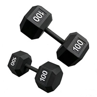 Haltères de musculation en fonte noire peinte, haltères hexagonaux en fer avec revêtement en poudre, haltères en fonte peinte pour la maison et la salle de sport