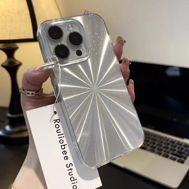 Luxury Laser Silver Gradient Glitter Aurora Phone Case for iPhone 16 Pro Max 15 14 13 12 11 Plus Fashion Shockproof Bumper Cover