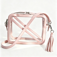 Sac bandoulière transparent en PVC personnalisé pour femme avec garniture en cuir PU, sac à main tendance pour événements, vente en gros