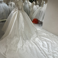 Jancember DW0108 Cristal À Manches Longues Satin Perles De Mariage Robes De Mariée Vestidos De Novia