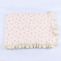 Adorable couverture pour bébé à imprimé bleu de dessins animés, respirante, en peluche, avec bordure à volants, couverture d'emmaillotage pour nourrisson, couverture de sécurité pour nouveau-né