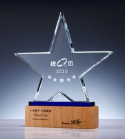 Trofeo de Cristal Personalizado con Forma de Estrella para Empleados, con Base de Madera, para Recuerdos de Empresa, Trofeos, Medallas y Placas