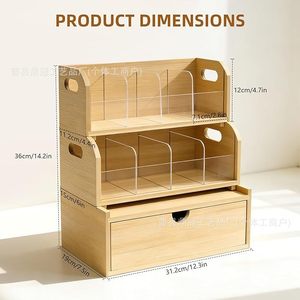 Caja de Almacenamiento de Bolsitas de Té de Madera, Organizador de Cápsulas de Café de Tres Niveles, Cajón de Madera Natural de Gran Capacidad - Product Image 4