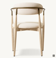 Fauteuil de salle à manger Arno en tissu velours moderne et écologique avec pieds en bois massif